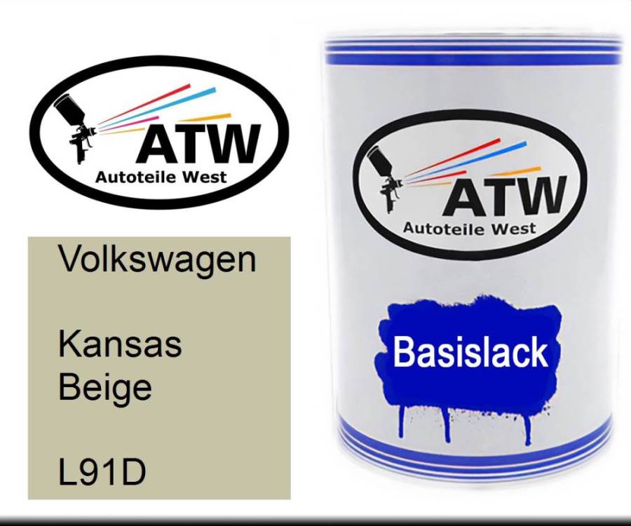 Volkswagen, Kansas Beige, L91D: 500ml Lackdose, von ATW Autoteile West.